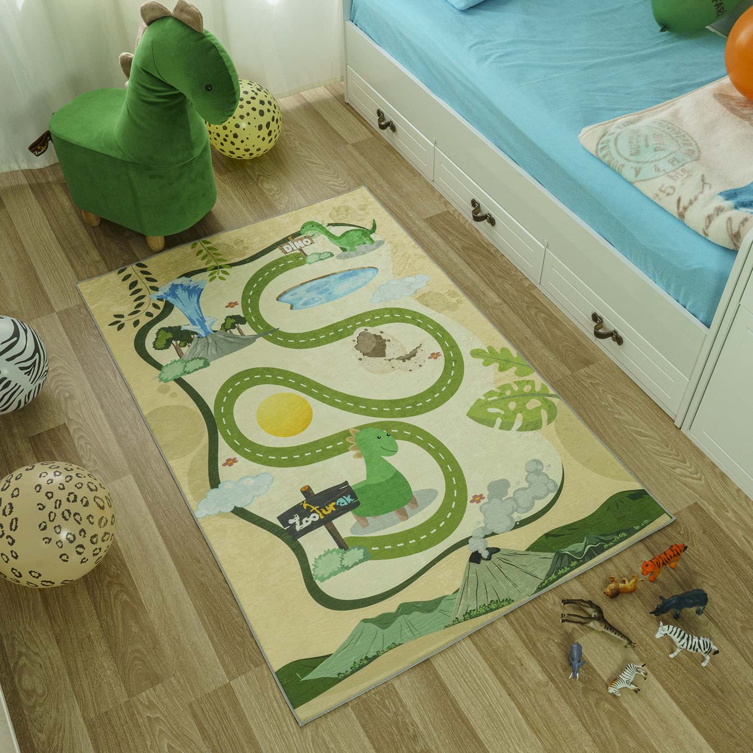 Zooturak Çocuk Odası Halısı Dinazor Dino resmi