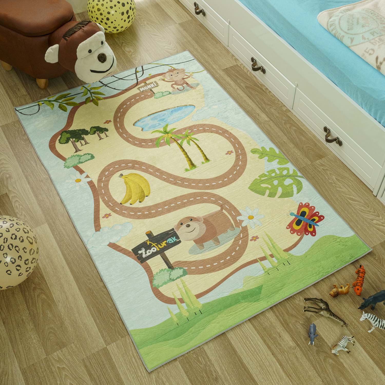 Zooturak Çocuk Odası Halısı Maymun Monki resmi