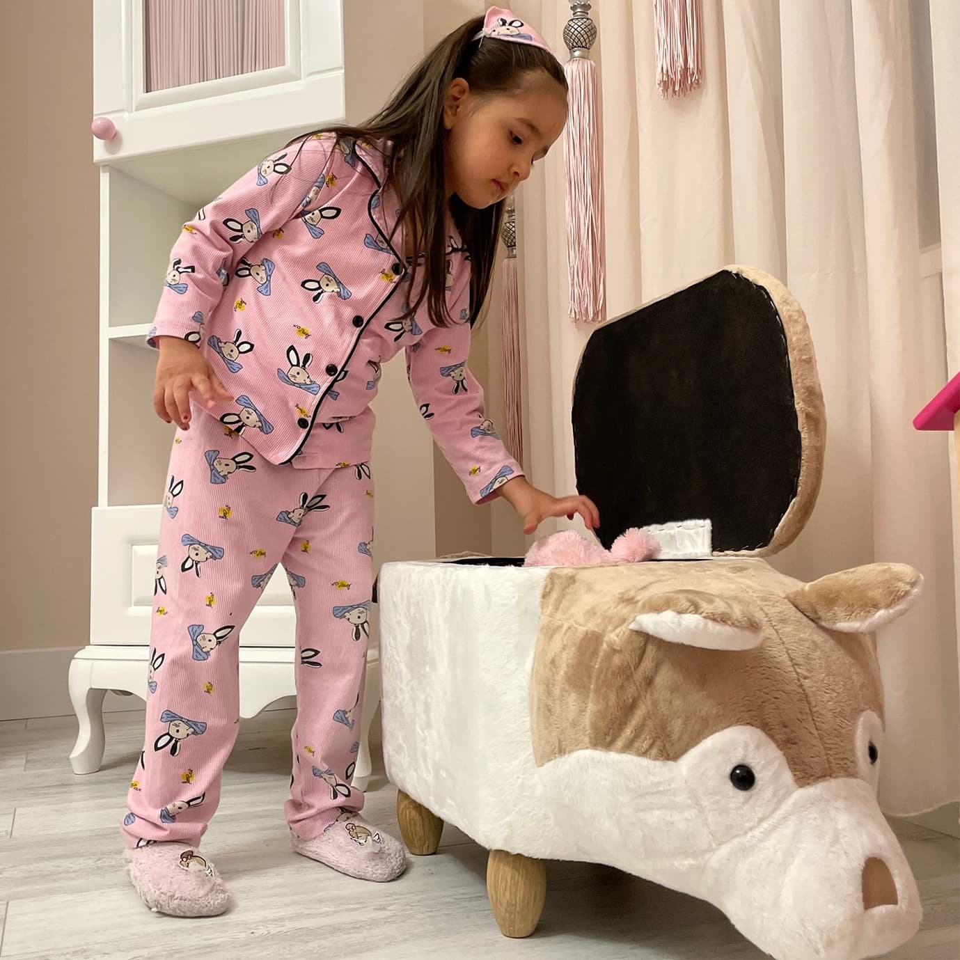 Sibirya Kurdu Husky Hayvanlı puf çocuk koltuğu resmi