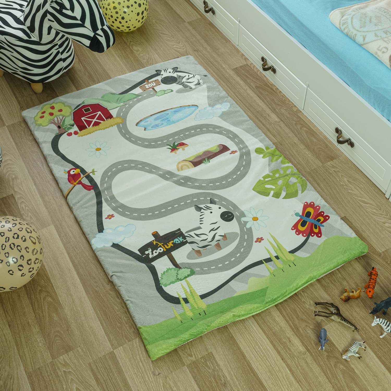 Zooturak Peluş Çocuk Matı Zebra Zou resmi
